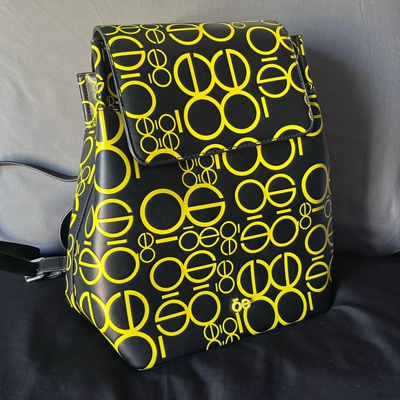 Cloe Backpack with Embossed Monogram Print in Yellow Color - Picture 1 of 5
